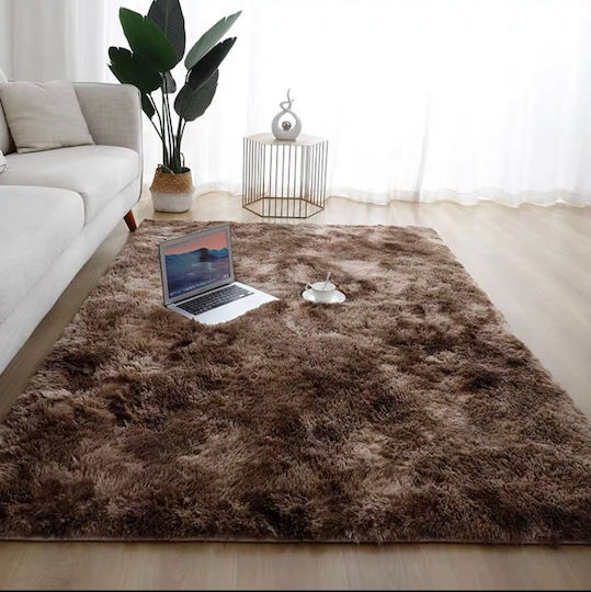 My Home Luxury Αντιολισθητικό Χαλί Ορθογώνιο Shaggy Καφέ 80x140cm