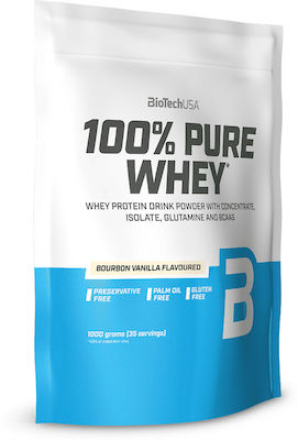 Biotech USA 100% Pure Whey With Concentrate, Isolate, Glutamine & BCAAs Πρωτεΐνη Ορού Γάλακτος Χωρίς Γλουτένη με Γεύση Bourbon Vanilla 1kg