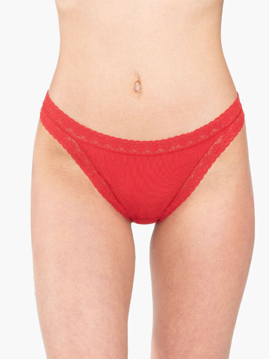 Women's Slip with Lace Red
