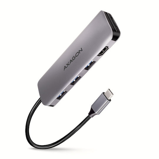 Axagon HMC-HCR3A USB-C Докинг станция с HDMI 4K Сребрист