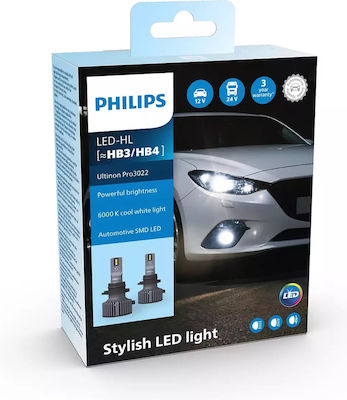 Philips Lămpi Autoturismului Ultinon Pro 3022 HB3-9005 / HB4-9006 LED 6000K Alb rece 12V / 24V 2buc