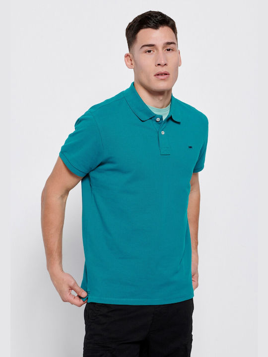 Funky Buddha Bluza Bărbătească cu Mânecă Scurtă Polo Emerald