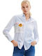 Women's Striped Long Sleeve Shirt Light Blue