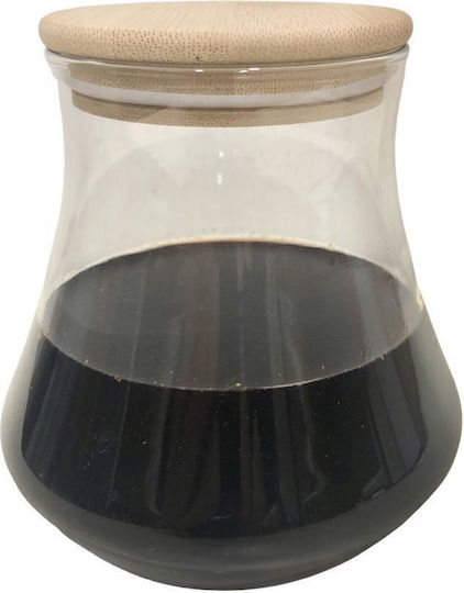 Max Home General Use Glass Jar with Lid Black 1050ml