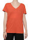 Superdry Damen T-shirt mit V-Ausschnitt Orange