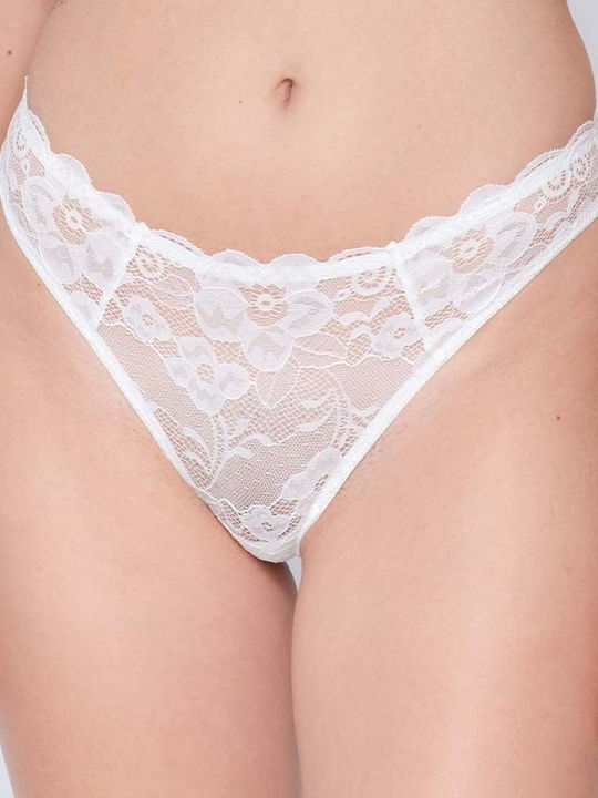 Luna Cotton Women's String with Lace Ivory