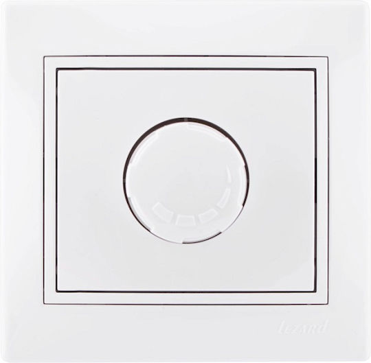 Lezard Επιτοίχιος Διακόπτης Dimmer με Πλαίσιο LED Περιστροφικός 800W σε Λευκό Χρώμα
