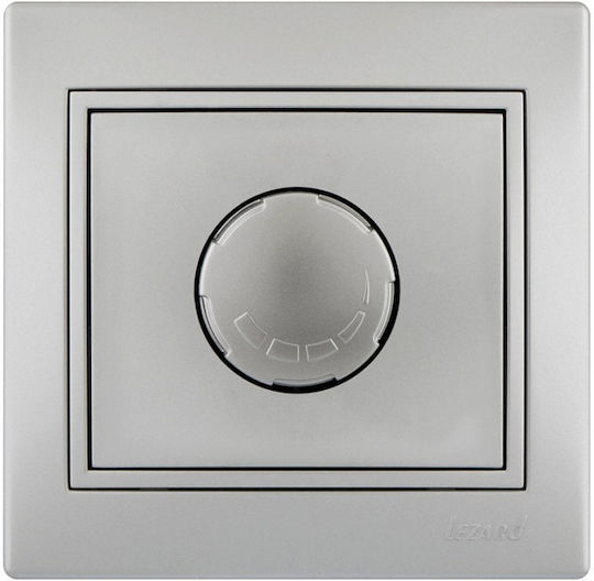 Lezard Επιτοίχιος Διακόπτης Dimmer με Πλαίσιο LED Περιστροφικός 250W σε Ασημί Χρώμα