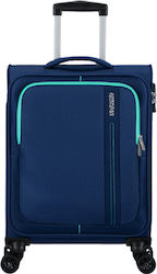 American Tourister Sea Seeker Cabin Travel Suitcase Fabric Compat Navy with 4 Wheels Height 55cm.
