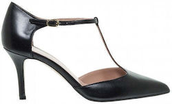 Mourtzi 7/71121 Leather Heel with Thin Medium Heel Black