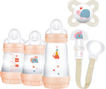 Mam Plastic Bottle Set Anti-Colic with Silicone Nipple for 0+, 0+ m, months Salmon Turtle 260ml 5pcs