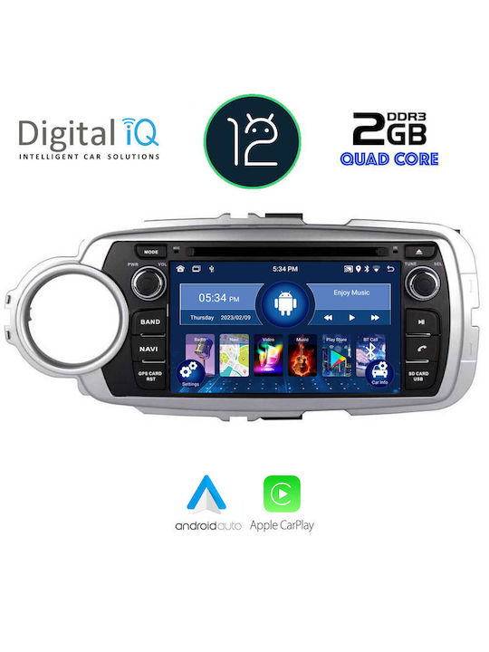 Digital IQ Car Audio System for Toyota Yaris 2011-2020 (Bluetooth/USB/AUX/WiFi/GPS/Apple-Carplay/CD) with Touch Screen 7"