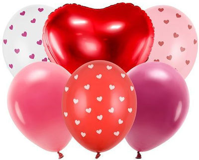 Set of 6 Balloons Latex Pink Valentine's Day ZB1