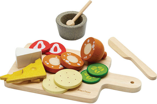 Plan Toys Wooden Cheese and Cold Cuts Platter for Ages 2 and Up 8.5 cm 1 Piece