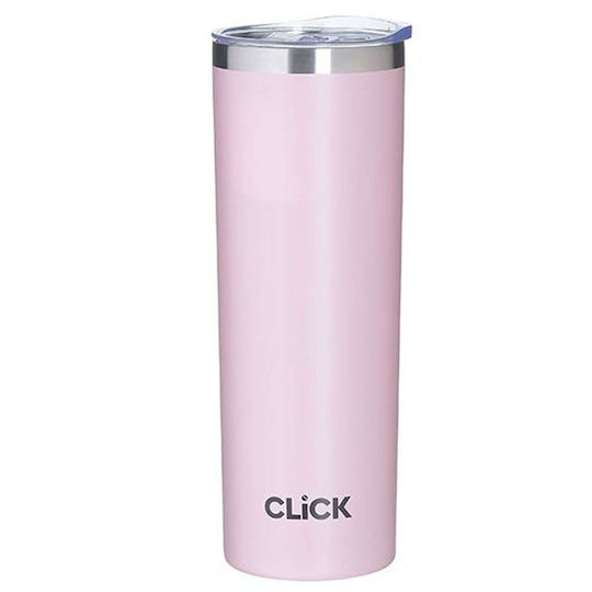 Click Pahar Termos Oțel inoxidabil 450ml Roz cu Mustiuc