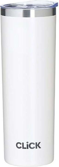 Click Glas Thermosflasche Rostfreier Stahl 450ml Weiß mit Mundstück