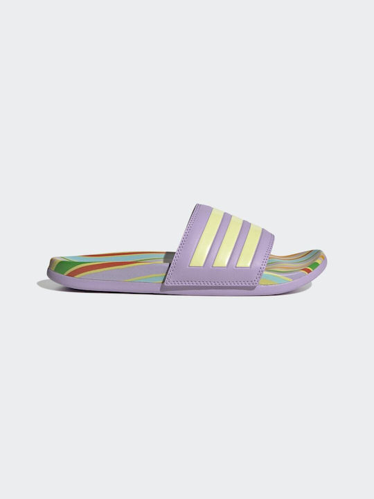 Adidas Adilette Comfort Slides Purple Glow / Pearl Citrine