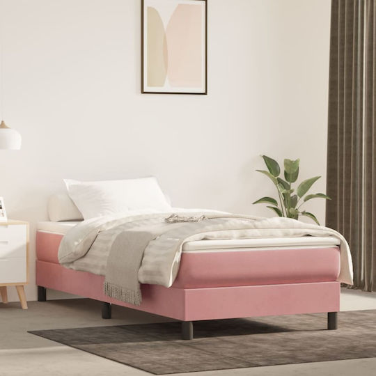 Saltea Pat Single Tapițată cu Material Roz Pentru Saltea 90x190cm