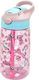 Nerthus Unicorns Kinderflasche Einhorn Kunststoff mit Strohhalm Rosa 350ml