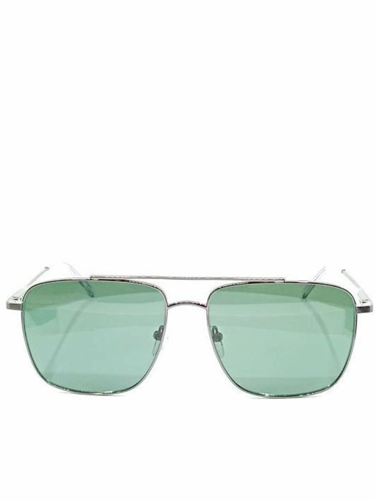 Infinity Men's Sunglasses with Silver Metal Frame and Green Lens INS021 C6