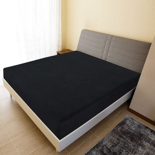 vidaXL Sheet Double with Elastic 140x200cm. Black