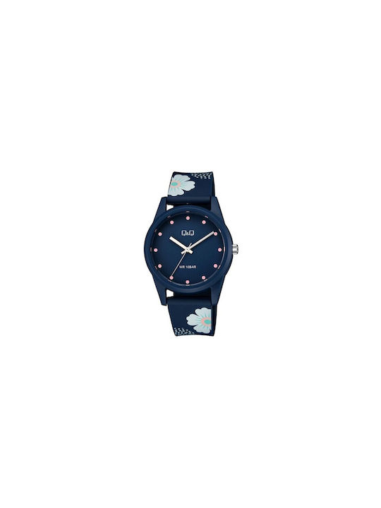 Q&Q Watch with Blue Rubber Strap