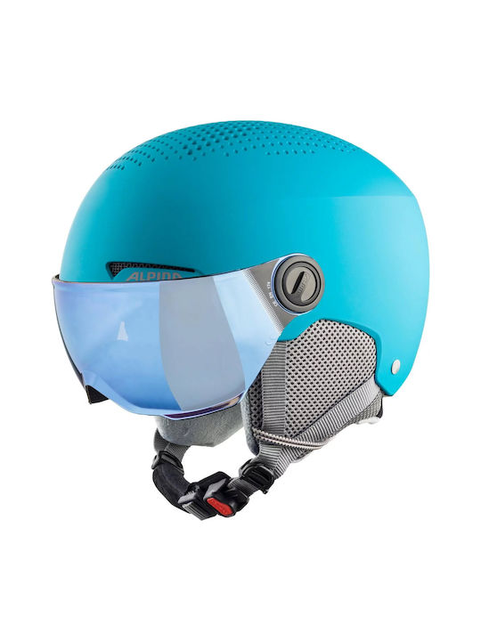 Alpina Zupo Junior Hi Eps & Visor Q-Lite Kids Helmet for Ski & Snowboard Turquoise Matt