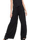 FBL007-12102 Damen Hoch tailliert Stoff Hose mit Gummizug Schwarz