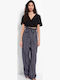 FBL007-12002 Damen Hoch tailliert Stoff Hose mit Gummizug