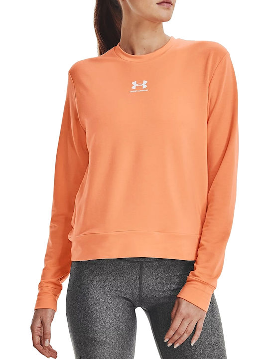 Under Armour Rival Terry Crew Γυναικείο Φούτερ Πορτοκαλί