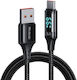 Mcdodo CA-1080 Braided / LED USB 2.0 Cable USB-C male - USB-A male 66W Black 1.2m