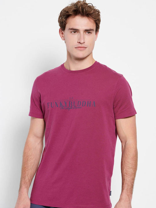 Funky Buddha T-shirt Bărbătesc cu Mânecă Scurtă Aubergine
