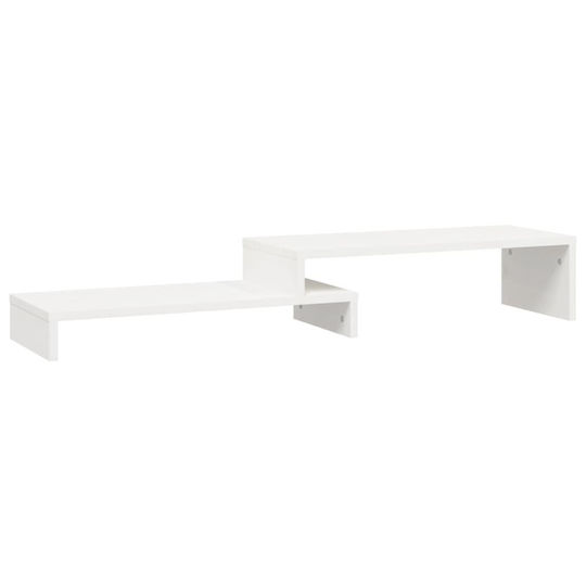 vidaXL Tabletop Suport Monitor 52-101x22x14cm from Solid Pine Wood Alb (814015)