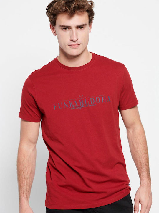 Funky Buddha T-shirt Bărbătesc cu Mânecă Scurtă Deep Red