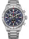 Citizen Ανδρικό Ρολόι 44mm Χρονογράφος Eco - Drive με Ασημί Μεταλλικό Μπρασελέ