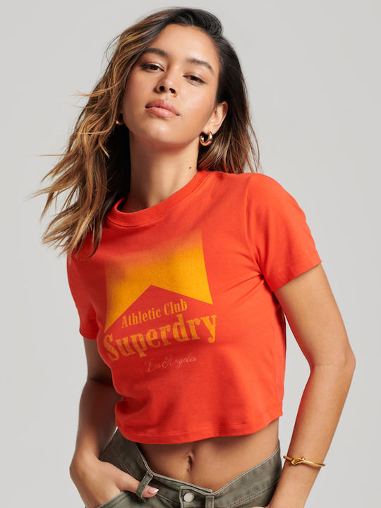 Superdry Code Graphic Women's Summer Crop Top Short Sleeve Orange