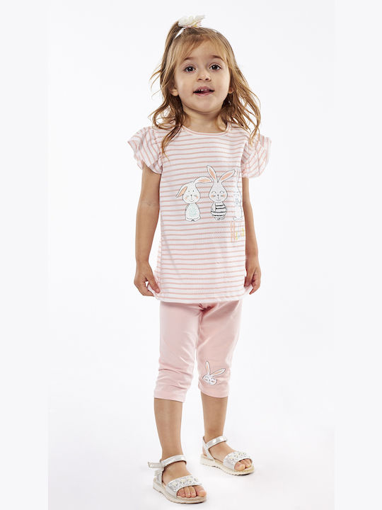 Εβίτα Kids Set with Leggings Summer 2pcs Pink