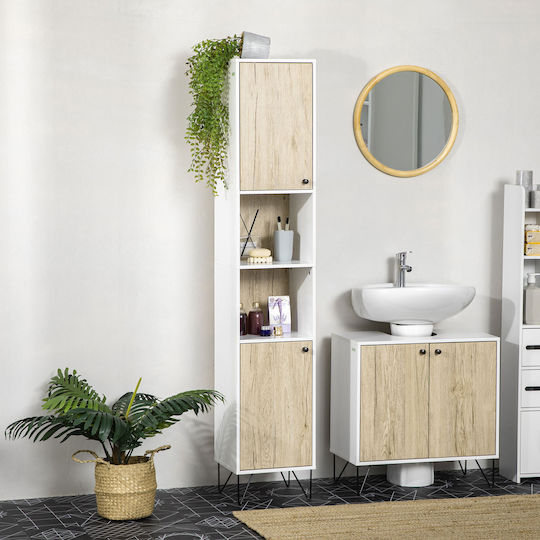 Kleankin 834-439 Badezimmersäule Boden H30xB31.5xH169cm Weiß