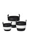 JK Home Decoration Set de coșuri decorative cu mânere Black 3buc