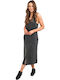 Καλοκαιρινό Midi Σεμιζιέ Φόρεμα Washed Black