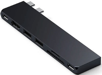 Satechi Dual USB-C Docking Station mit HDMI 4K PD Schwarz (ST-HUCPHSD)