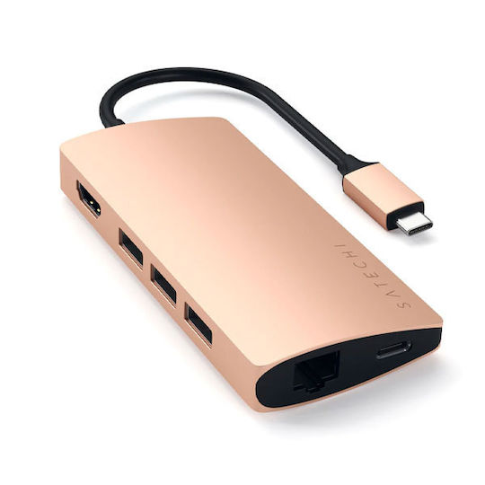 Satechi USB-C Docking Station with HDMI 4K PD Ethernet Gold (ST-TCMA2G)