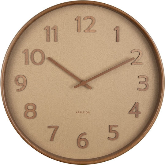 Karlsson Pure Wood Grain Antique Wall Clock Wooden Beige Ø40cm