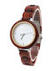 Daponte Women's Watch with Red Wooden Bracelet