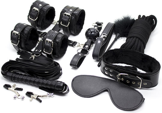 Naughty Toys BDSM Kit Φετίχ Ερωτικά Αξεσουάρ Black 10τμχ