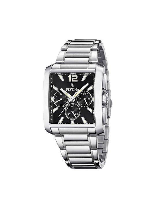 Festina Watch Chronograph Battery with Silver Metal Bracelet