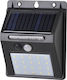 Spot Light Επιτοίχιο Ηλιακό Φωτιστικό 2W Θερμό Λευκό 3000K με Αισθητήρα Κίνησης και Φωτοκύτταρο IP65 9.6x12.4εκ.