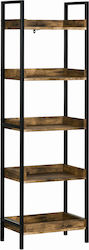 Floor Metal / Chipboard Bookcase Walnut 48x30x155cm