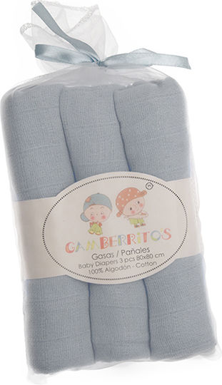 Gamberritos Kids Muslin Swaddle Wraps Gray 80x80cm. 3pcs