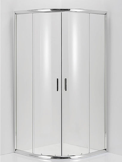 Crown 5000N Кабинет Душ Полукръгла с Плъзгащи се Врата 80x80x185см Мат Chrome